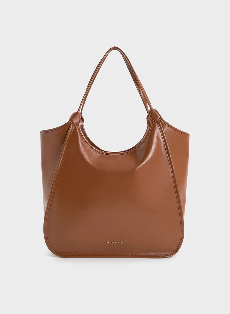 Charles & Keith Siana Metallic Crinkle Effect Slouchy Tote Bag - Image 1