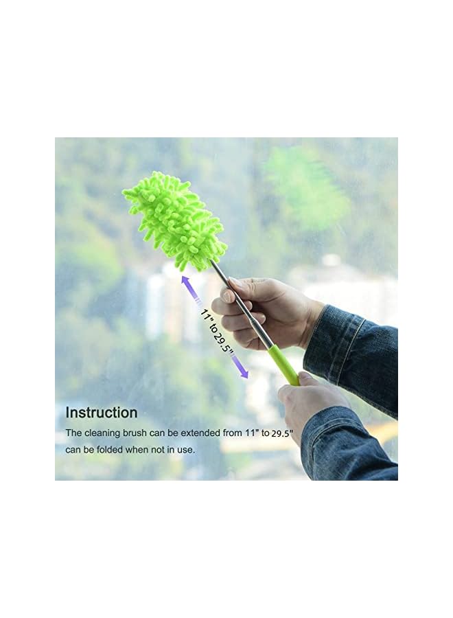 PROMASS Microfiber Duster for Cleaning, 28 to 75cm Washable Extendable Brush for Window, Furniture, Ceiling Fan, Green Pack of 2 - Image 3