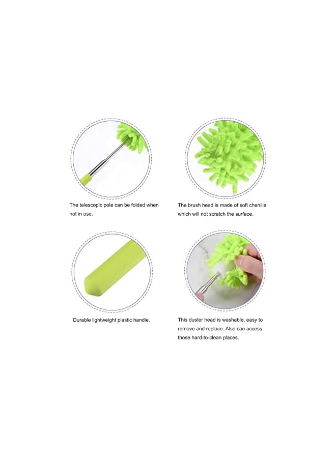 PROMASS Microfiber Duster for Cleaning, 28 to 75cm Washable Extendable Brush for Window, Furniture, Ceiling Fan, Green Pack of 2 - Image 4