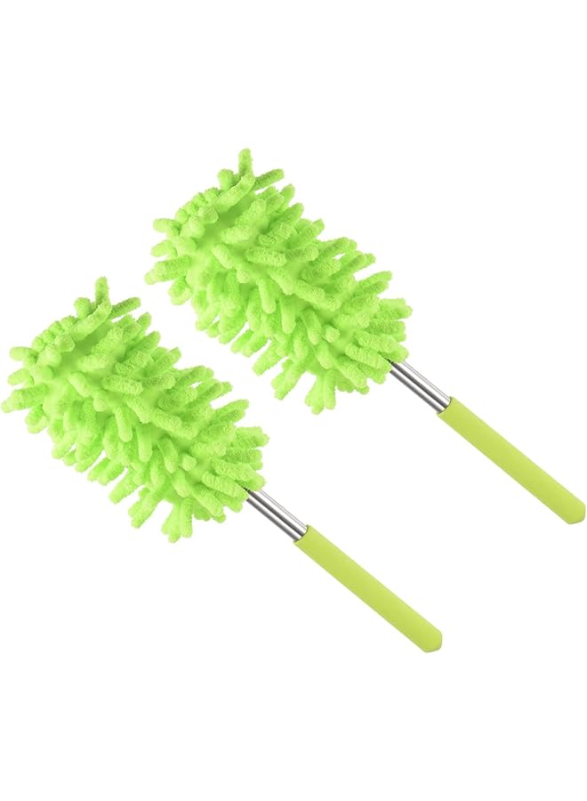 PROMASS Microfiber Duster for Cleaning, 28 to 75cm Washable Extendable Brush for Window, Furniture, Ceiling Fan, Green Pack of 2 - Image 1