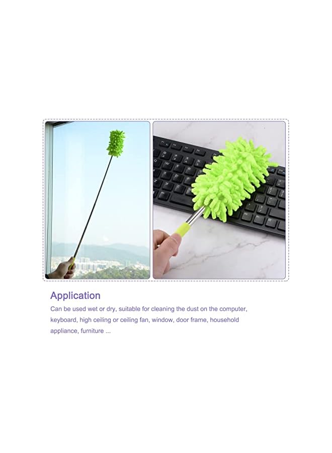PROMASS Microfiber Duster for Cleaning, 28 to 75cm Washable Extendable Brush for Window, Furniture, Ceiling Fan, Green Pack of 2 - Image 2