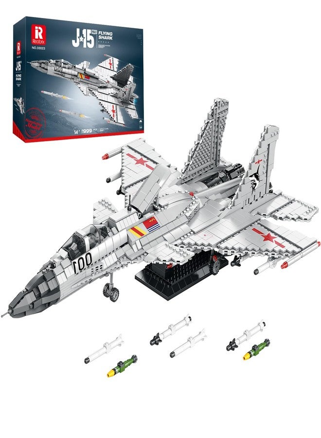 Reobrix J-15 Fighter Jet Construction Sets for Adults, Military Flying Shark Fighter Display Model 33023, Technical Military Aircraft Collection Set, Toy Gifts for Aviation Fans Boys Girls from 14 - Image 1
