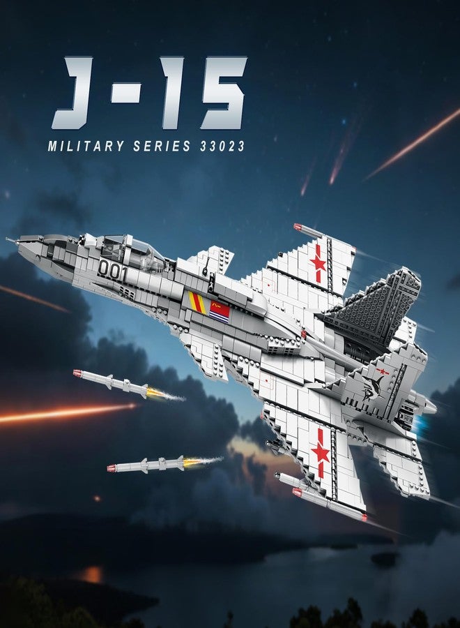 Reobrix J-15 Fighter Jet Construction Sets for Adults, Military Flying Shark Fighter Display Model 33023, Technical Military Aircraft Collection Set, Toy Gifts for Aviation Fans Boys Girls from 14 - Image 2