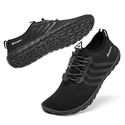 Racqua Men&Women Quick-Dry Aqua Socks for Hiking Surf Diving Sport Water Shoes Breathable Pool Beach Swim Shoes Black 8.5W/7.5M - Image 3