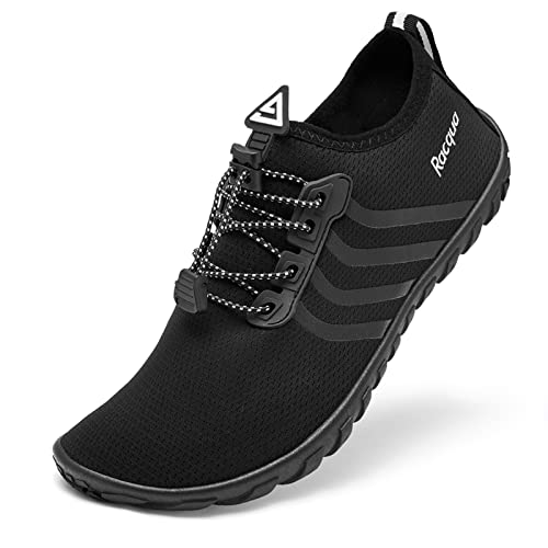 Racqua Men&Women Quick-Dry Aqua Socks for Hiking Surf Diving Sport Water Shoes Breathable Pool Beach Swim Shoes Black 8.5W/7.5M - Image 1