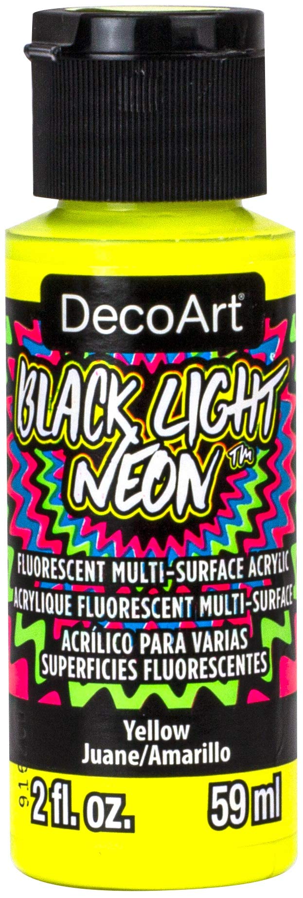 DecoArt Deco Art ABLN-03 Americana Black Light Neon Acrylic Paint 2oz-Yellow