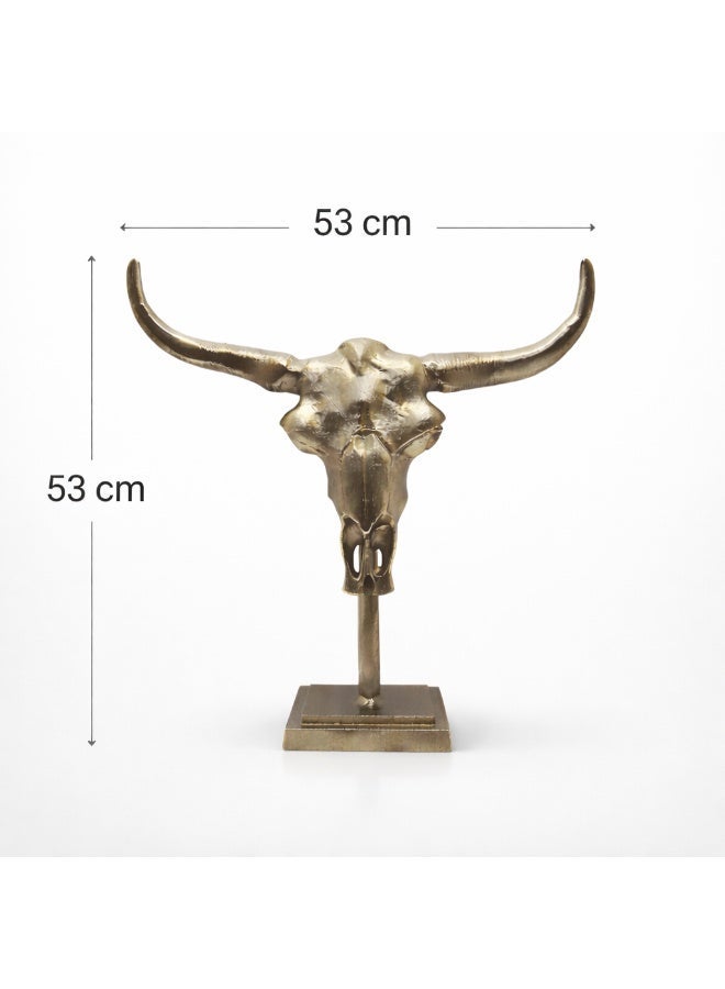Handmade Aluminum Bull Skull Decor Accent, Luxury Tabletop Sculpture - Image 4