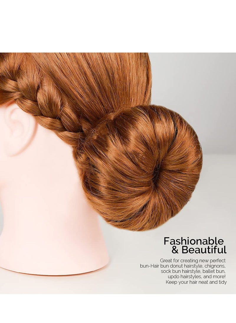 FANDAMEI FANDAMEI Hair Donut Bun Makers Set - 4 Dark Brown & 4 Beige (2 Extra-Large, 2 Large, 2 Medium, 2 Small), 5 Elastic Bands, 20 Hair Pins  - Image 4