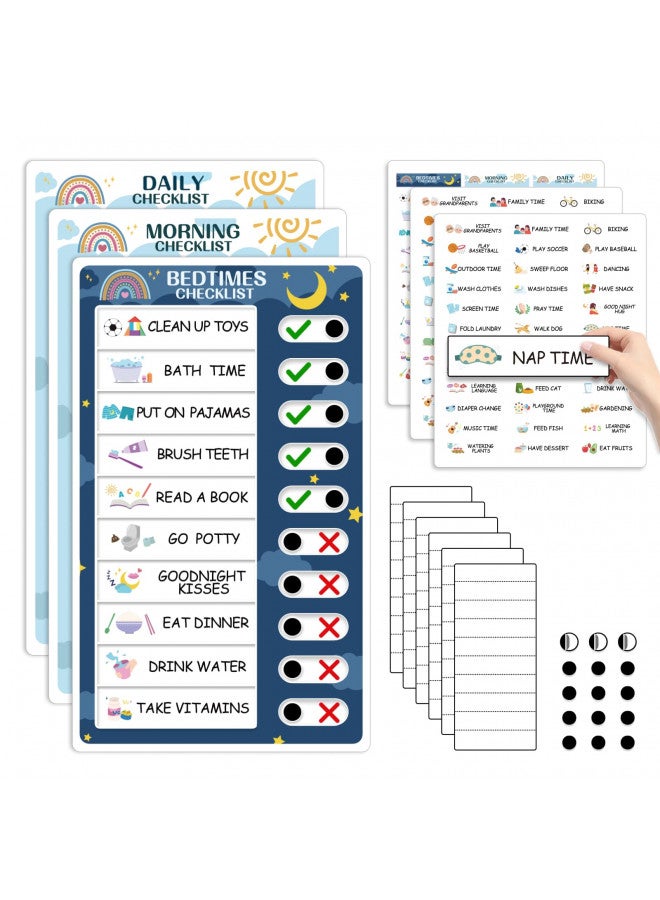 CustomMaster Upgraded Slider 3 in 1 Bedtime/Morning/Daily Routine Chart for Kids, Magnetic Chore Chart for Kids, Visual Schedule for Kids Toddlers Schedule Board for Home - Image 1