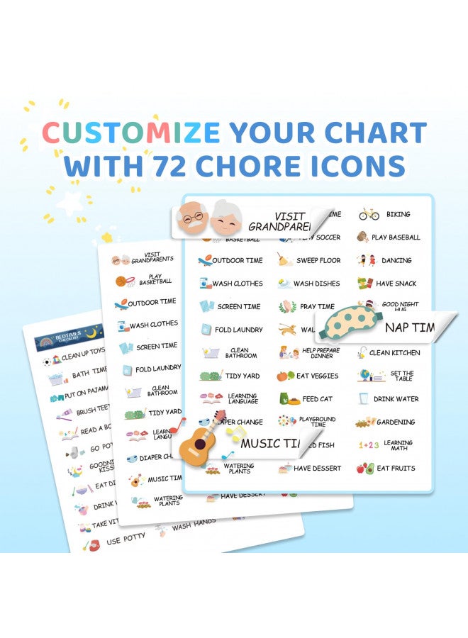 CustomMaster Upgraded Slider 3 in 1 Bedtime/Morning/Daily Routine Chart for Kids, Magnetic Chore Chart for Kids, Visual Schedule for Kids Toddlers Schedule Board for Home - Image 4