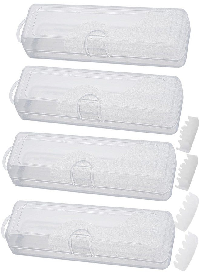 Fortunemee 4 pcs Travel Size Tongue Scraper Case Holder, Portable Clear Tongue Cleaner Container, Plastic Transparent Toothbrush Carrying Box for Tongue Scraper, Toothbrush, Small Drinking Straw - Image 1