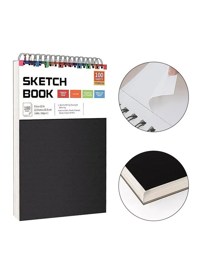100 Sheets Blank Sketchbook 9x12 Inch Art Drawing Book Sketching Acid Free Paper Thick Professional Spiral Notebooks for Sketching Diary Memo Journal for Students - Image 1