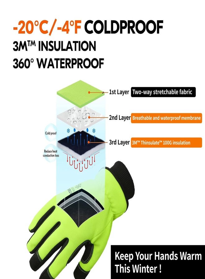 DULFINE 100% Waterproof Winter Work Gloves for Men, High Dexterity Touch Screen for Multipurpose,Excellent Grip (X-Large) - Image 2