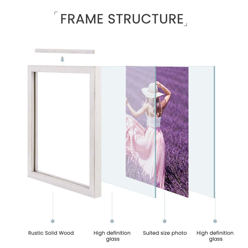 DLQuarts 8x10 Floating Photo Picture Frame  Floating Display for 6x8  5x7  3.5x5 or Full Display 8x10 Photos  Solid Wood  2 Pack  White - Image 4