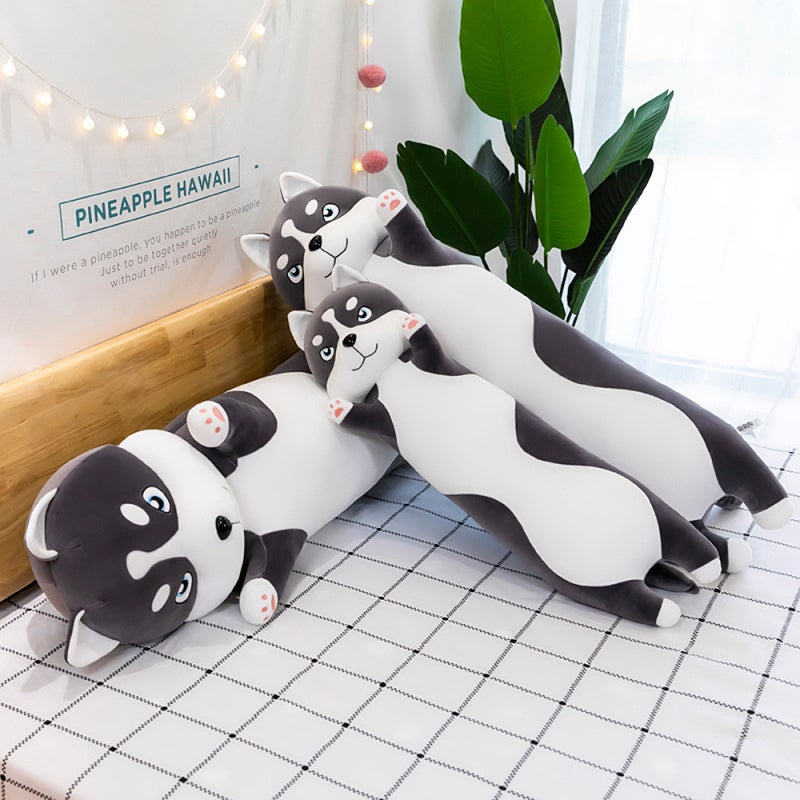 Irishom Throw Pillow Cute Cartoon Long Husky Shaped Doll Toy Plush Toy Sleeping Decorative Gift - Image 5