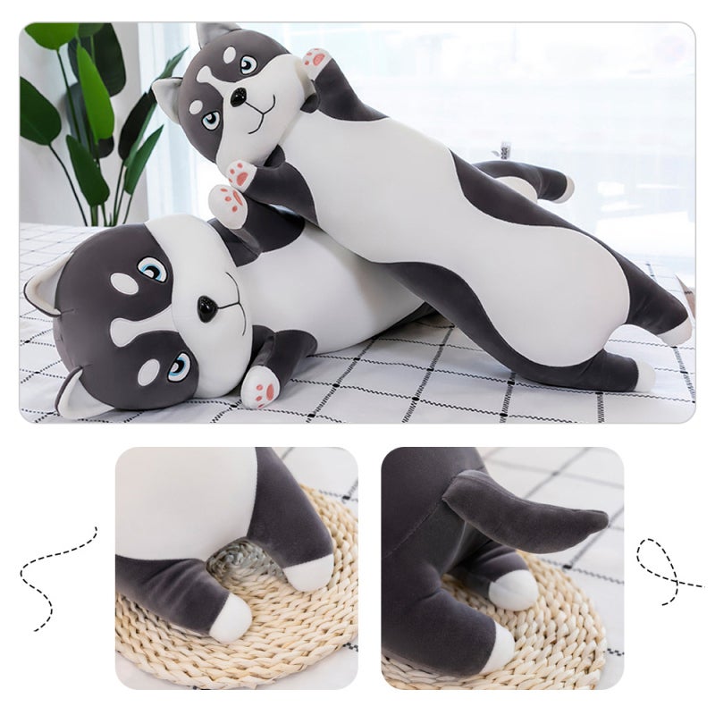 Irishom Throw Pillow Cute Cartoon Long Husky Shaped Doll Toy Plush Toy Sleeping Decorative Gift - Image 3