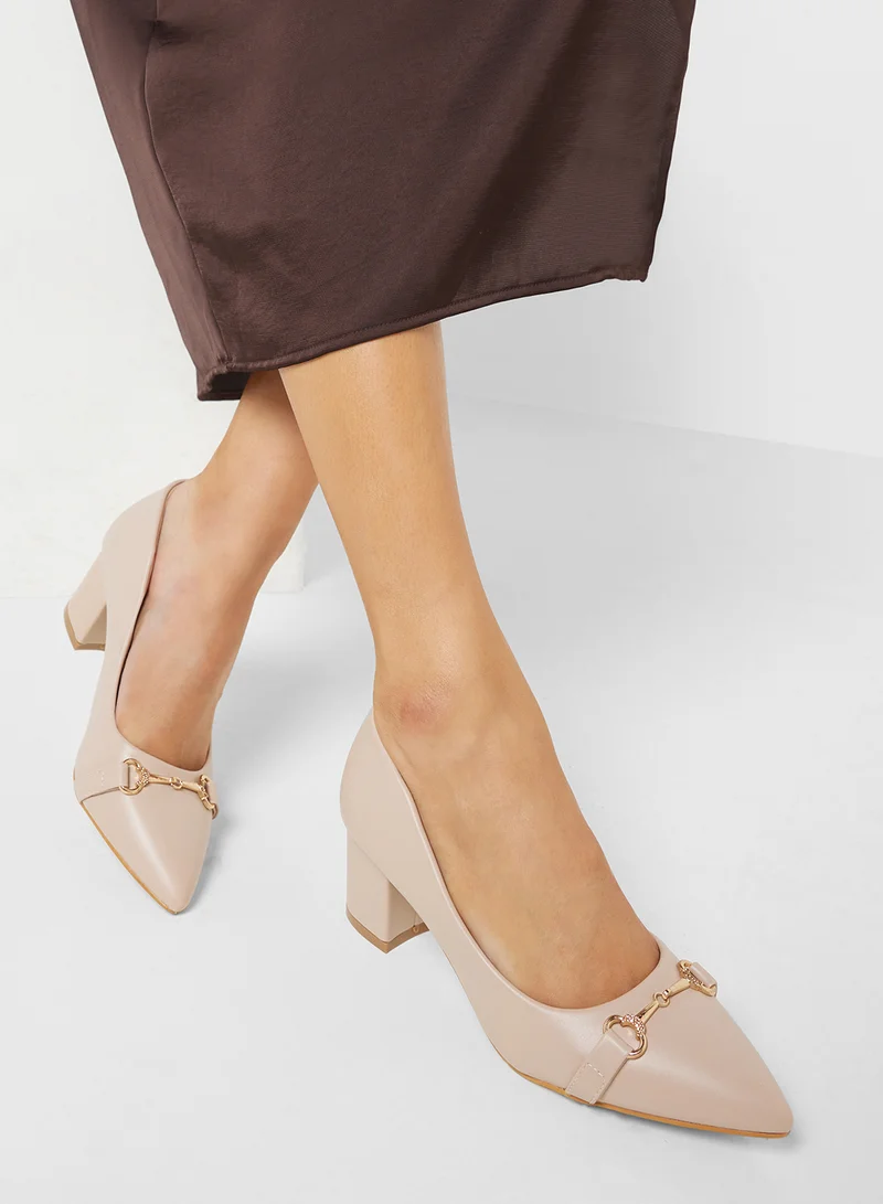 B&R Block Heeled Pointed Pump