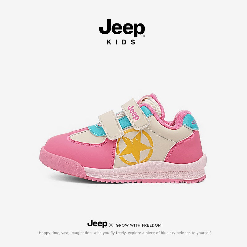 Jeep Children'S Shoes Boys Winter Baby Toddler Shoes Soft Sole Warm Girls Cotton Shoes Fleece-Lined Kindergarten Sports Shoes - Image 1