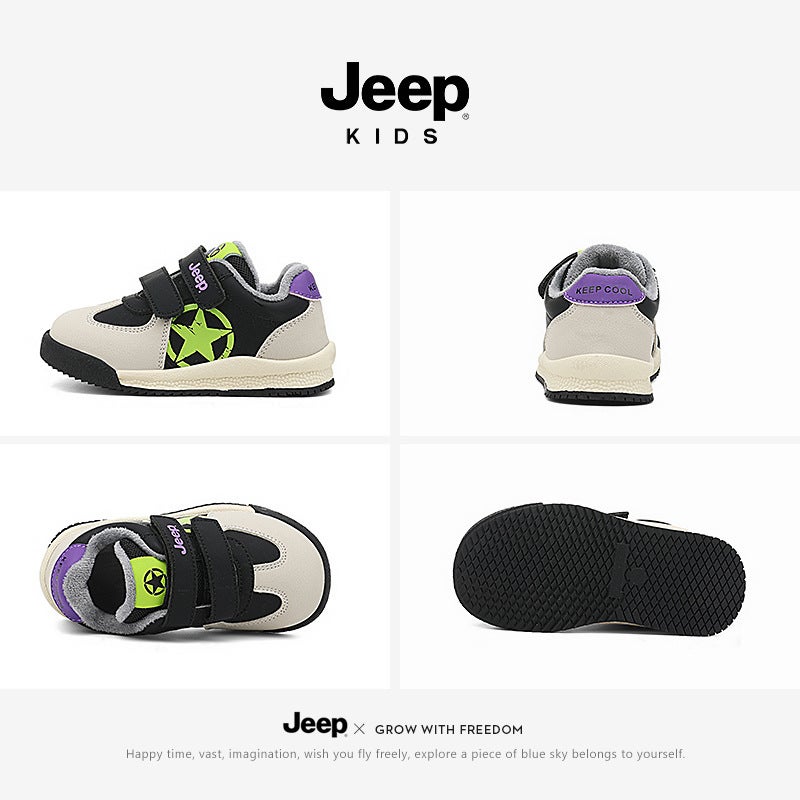 Jeep Children'S Shoes Boys Winter Baby Toddler Shoes Soft Sole Warm Girls Cotton Shoes Fleece-Lined Kindergarten Sports Shoes - Image 4