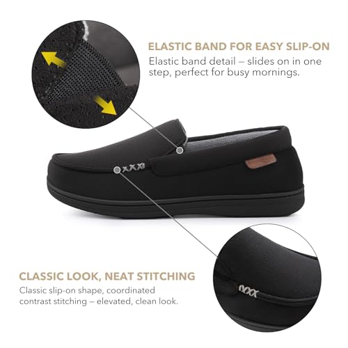 HomeTop Men's Classic Moccasin Slippers Comfy Memory Foam Indoor House Shoes Old Ink,11 US - Image 5