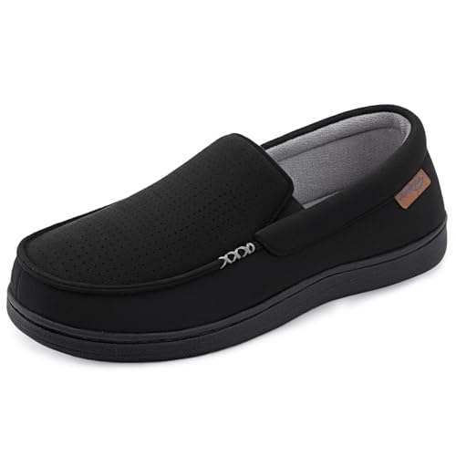 HomeTop Men's Classic Moccasin Slippers Comfy Memory Foam Indoor House Shoes Old Ink,11 US - Image 1