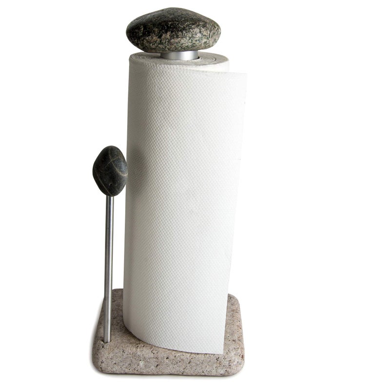Sea Stones Premium Granite Paper Towel Holder  Free Standing Kitchen Paper Towel Roll Holders with Granite Base for Easy One Handed Use  Holds Standard or JumboSized Rolls Each Holder is Unique Made in USA 