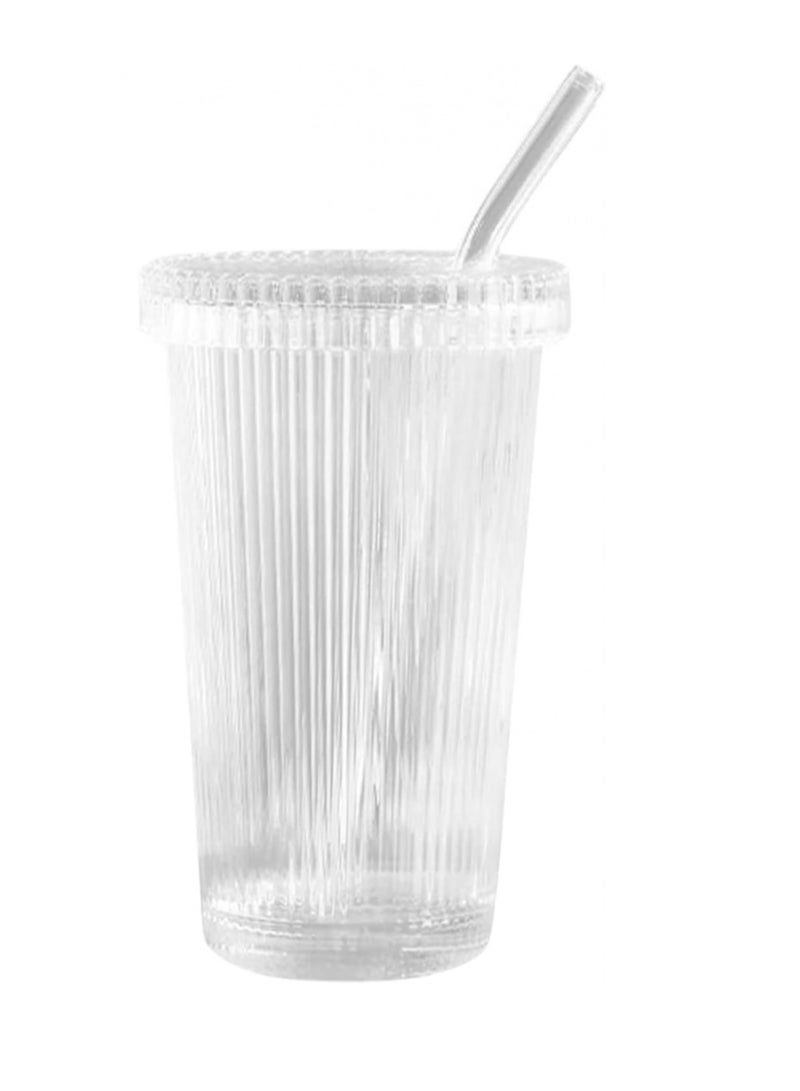 Glass Cup With Glass Lid And Straw - Image 3
