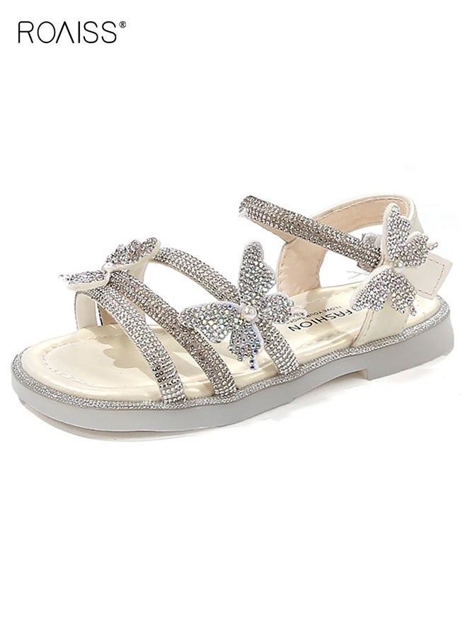 roaiss Girls Glittering Sandals with Butterfly Decoration, Open Toe Flat Sandals, Casual Summer Shoes with Stable Slip-resistant Soles, Suitable for Weddings, Daily Wearing or Other Occasions  - Image 5