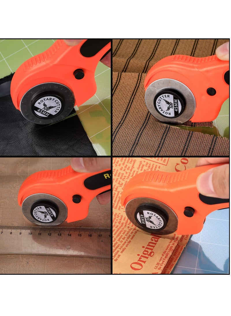 Generic - 45mm Rotary Cutter, Rotary Fabric Cutter with 5pcs Extra Blades Ergonomic Handle Rolling Cutter with Safety Lock for Precise Cutting, Rotary Cutter for Fabric, Leather, Crafting, Sewing - Image 1