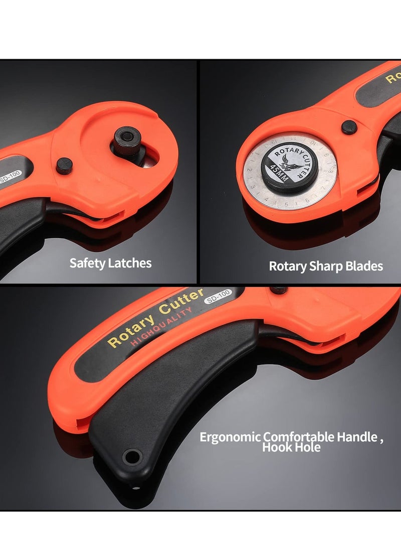 Generic - 45mm Rotary Cutter, Rotary Fabric Cutter with 5pcs Extra Blades Ergonomic Handle Rolling Cutter with Safety Lock for Precise Cutting, Rotary Cutter for Fabric, Leather, Crafting, Sewing - Image 1