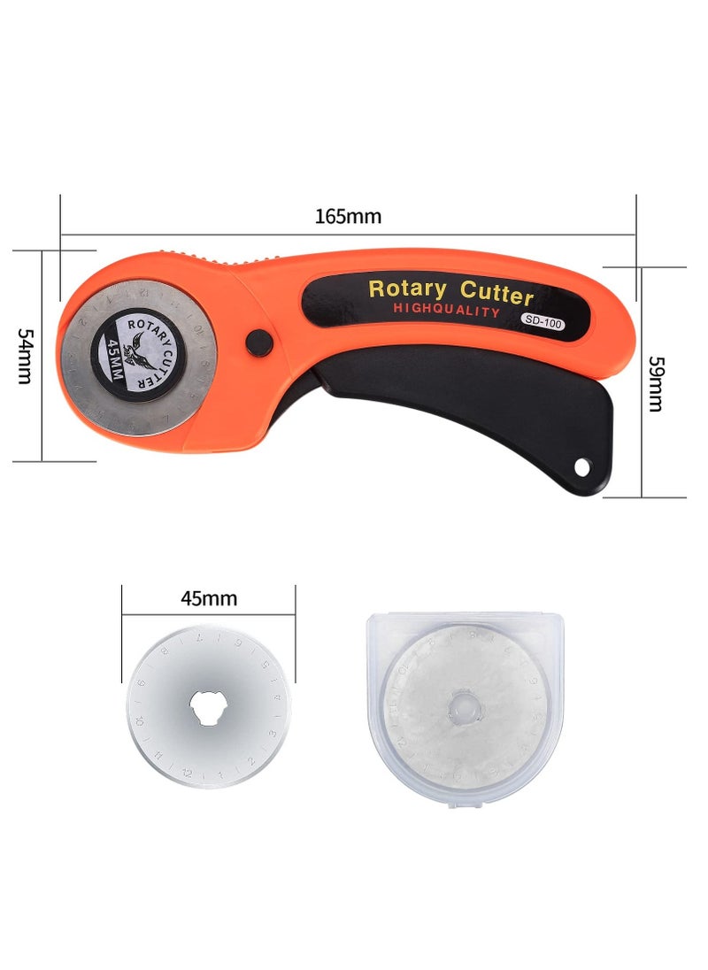 Generic - 45mm Rotary Cutter, Rotary Fabric Cutter with 5pcs Extra Blades Ergonomic Handle Rolling Cutter with Safety Lock for Precise Cutting, Rotary Cutter for Fabric, Leather, Crafting, Sewing - Image 1