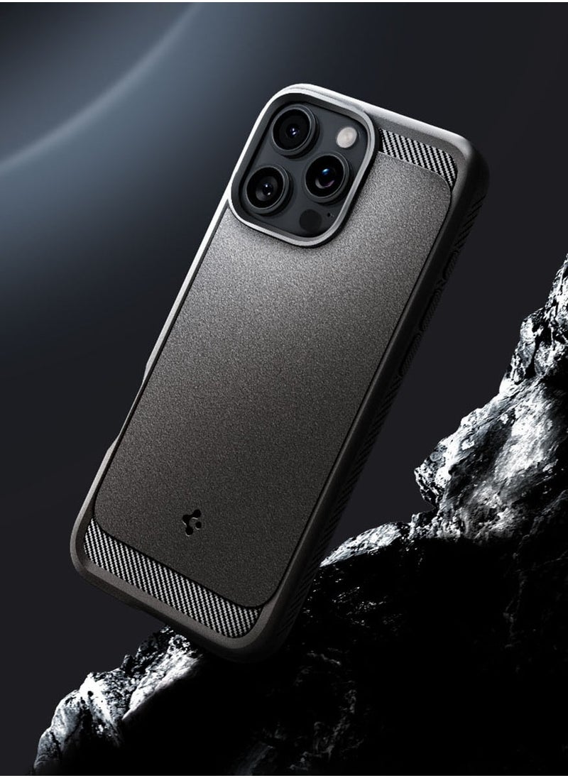 Spigen - غطاء حماية متين MagFit لهاتف آيفون 16 برو ماكس مع تقنية ماغ سيف وملمس ألياف الكربون (2024) - رمادي - Image 1