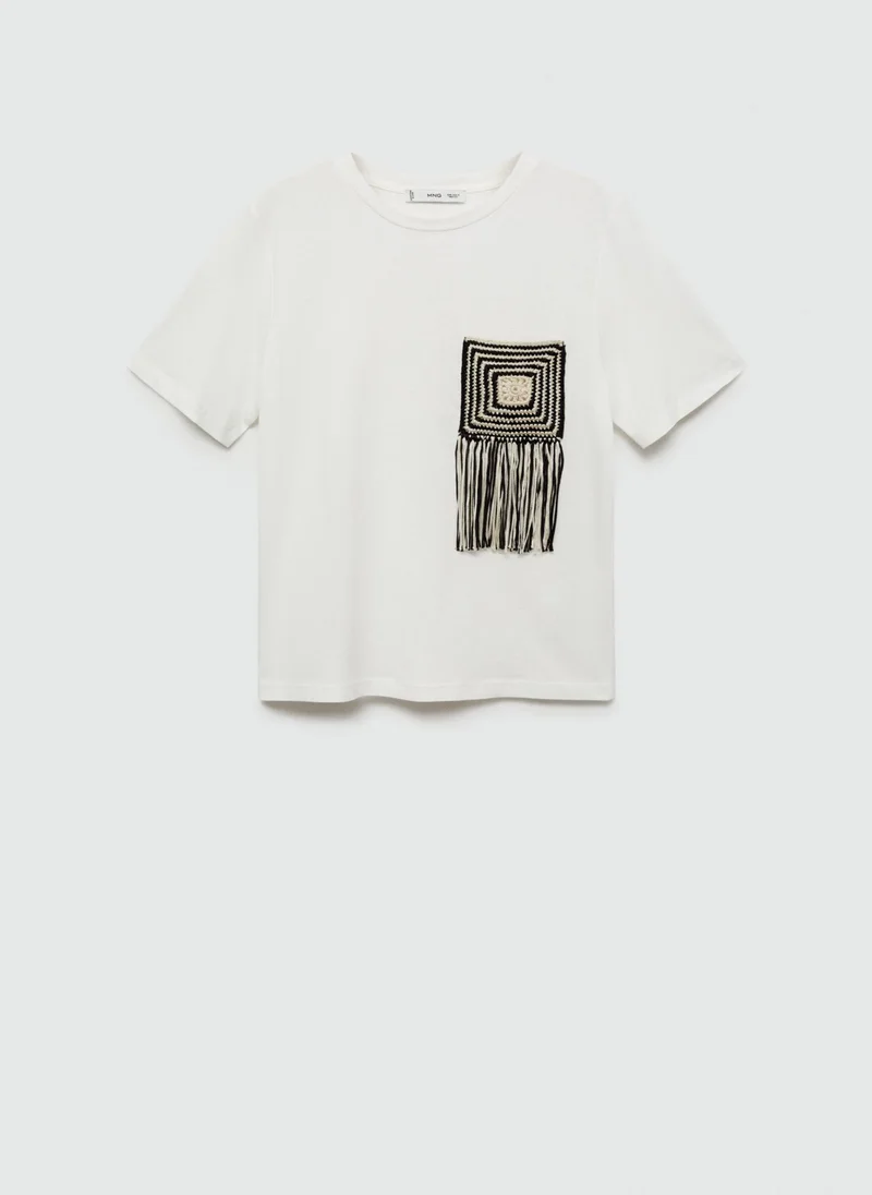 MANGO Crochet Detail T-Shirt