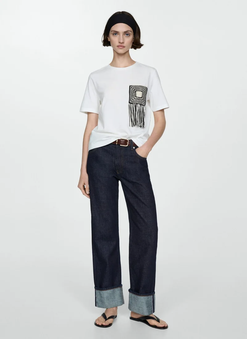 MANGO Crochet Detail T-Shirt