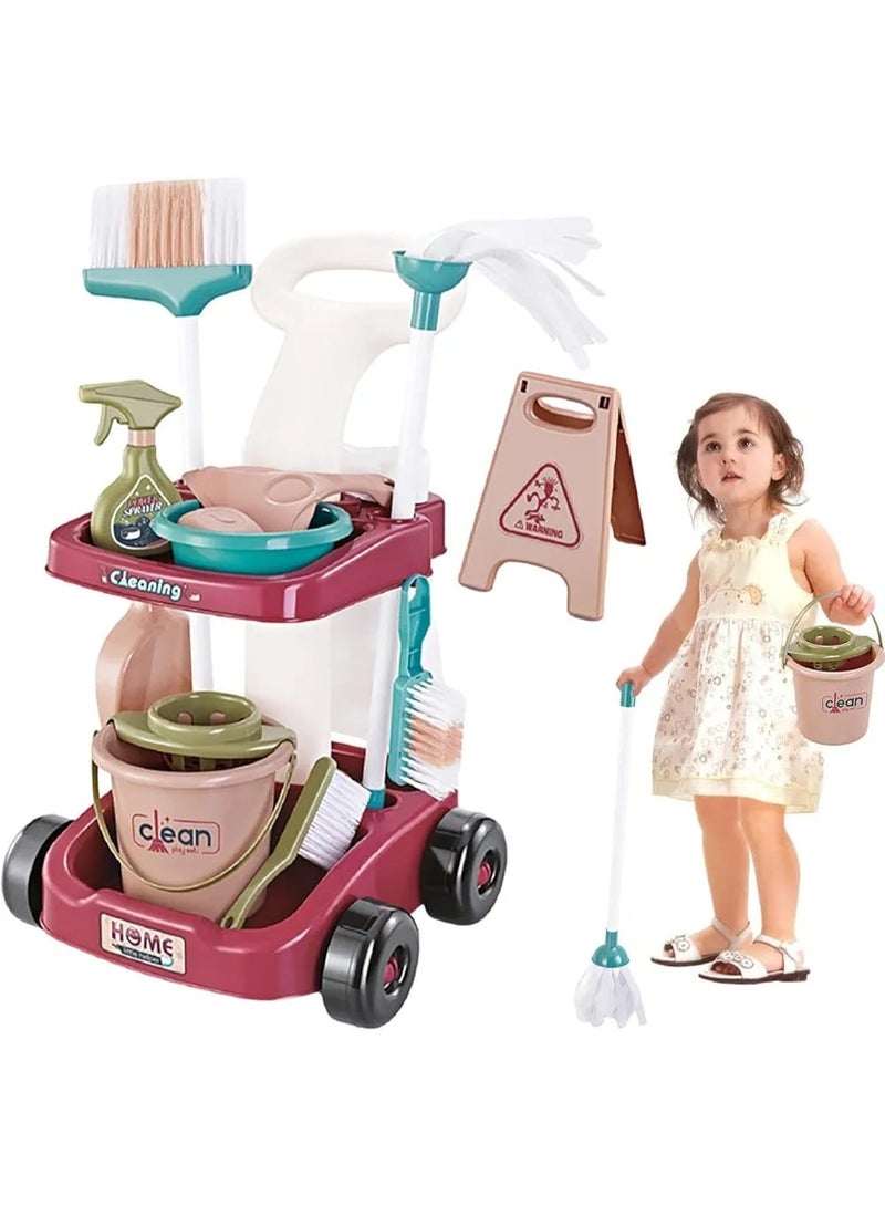 Kids Cleaning Set 17 Pieces | Kids Cleaning Tools Toy Set 17 Pieces | Kids Cleaning Kit with Cleaning Cart | Kids Cleaning Cart Toy | Kids Cleaning Role Play Set | Kids House Cleaning Toy | Kids Broom and Mop Play Set | 17-Piece Kids Housekeeping Set | Educational Cleaning Toy for Kids | Kids Pretend Play Cleaning Set | Kids Cleaning Cart with Accessories | Realistic Kids Cleaning Set | Kids Cleaning Cart Role Play Toy | Kids Household Cleaning Tools Set | Interactive 17-Piece Kids Cleaning Toy - Image 4