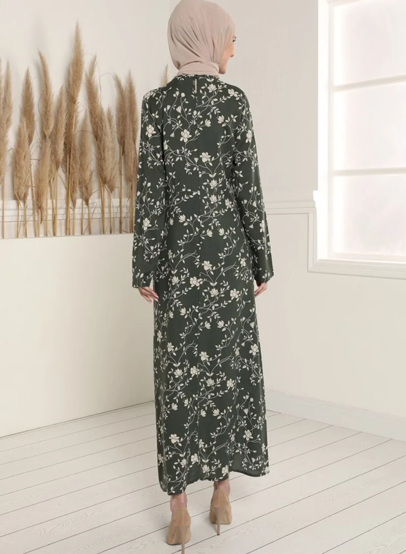 Tavin by Modanisa Crew Neck Printed Dress