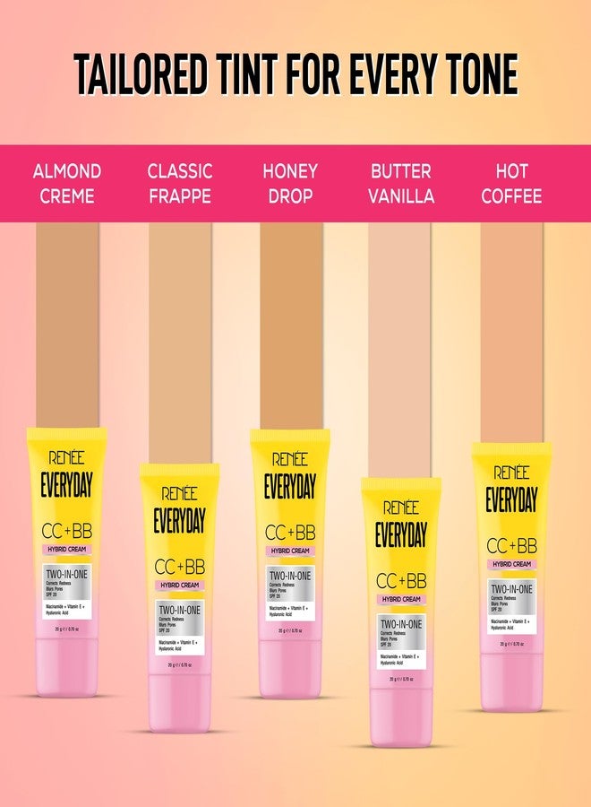 RENEE Everyday CC + BB Hybrid Cream With SPF 20 - Honey Drop | Corrects Redness, Blurs Pores, Refines Skin Tone, Hydrates Skin | With Niacinamide | Lightweight, Buildable Coverage | 20 g - Image 5