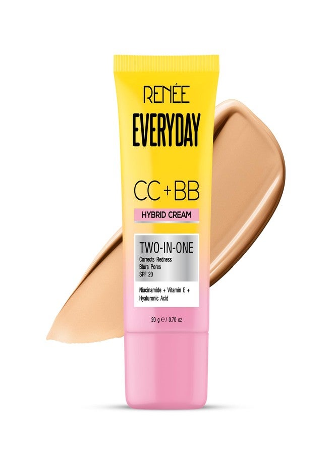 RENEE Everyday CC + BB Hybrid Cream With SPF 20 - Honey Drop | Corrects Redness, Blurs Pores, Refines Skin Tone, Hydrates Skin | With Niacinamide | Lightweight, Buildable Coverage | 20 g - Image 1