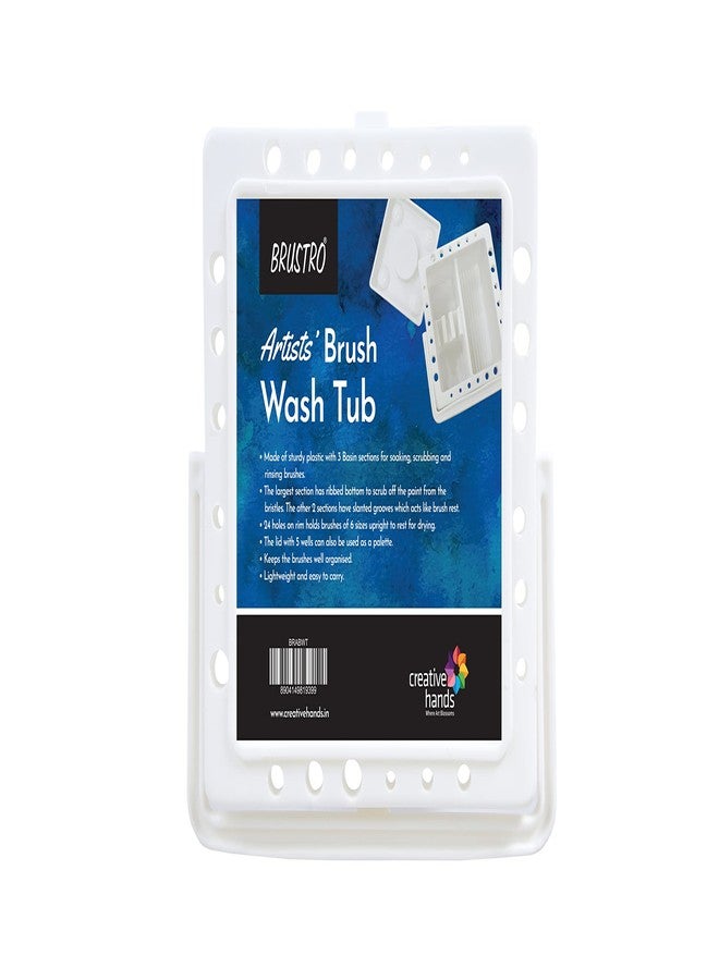 Brustro Artists Paint Brush Cleaning Wash Tub - (20L x 10W x 20H CM) | 2 Sectioned Water Chamber (9CM Depth), Multi Purpose, Graduated Ribs, Ideal for Oil, Acrylic, Watercolour. - Image 1