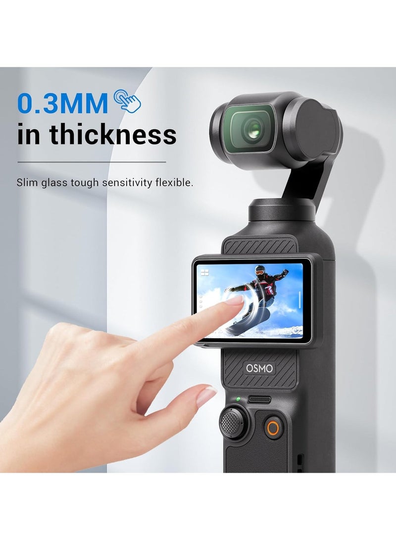 QIRG Lens & Screen Protector for DJI Osmo Pocket 4/Osmo Pocket 3 Screen Protector [2+2 Pieces] Tempered Glass Easy Installation - Image 2