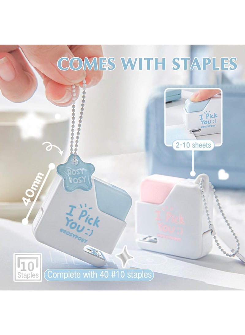 MAOGEDA SWIUKPHE Super Mini Stapler with Staples - Adorable Cube Shaped Desk Staplers, Perfect for Office, School, Girls, Teachers, Students, Gift (Blue) - Image 2