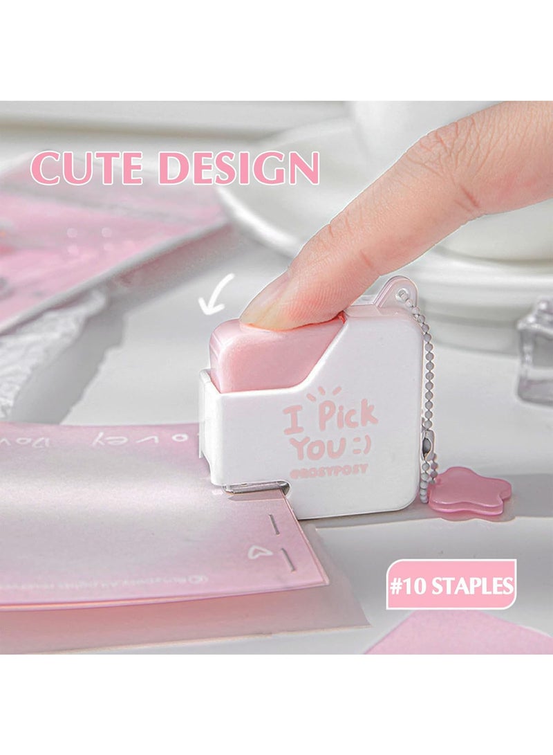 MAOGEDA SWIUKPHE Super Mini Stapler with Staples - Adorable Cube Shaped Desk Staplers, Perfect for Office, School, Girls, Teachers, Students, Gift (Blue) - Image 3