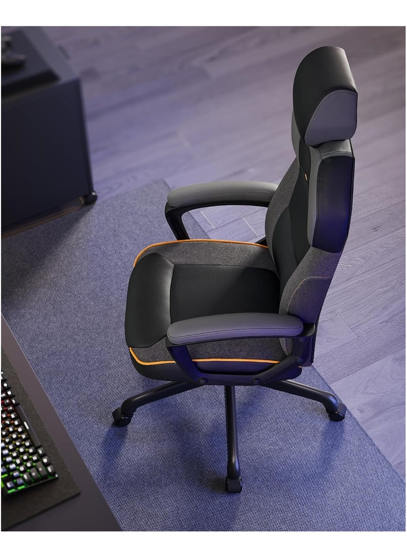 SONGMICS SONGMICS OBG066B01 Office Chair, Adjustable Height, PU and Cotton Linen Surface, Adjustable Headrest, Padded Armrests, Reclining Backrest, Load 150 kg, Classic Black  - Image 4