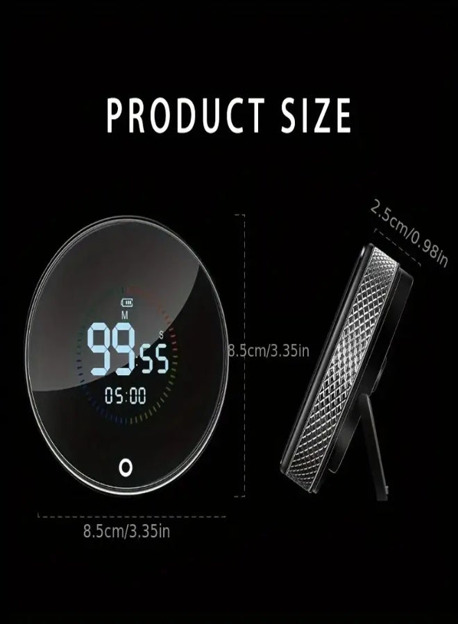 ارواق مؤقت رقمي LED مع إمكانية تعديل مستوى الصوت - تصميم مغناطيسي أو حامل أو معلق، مع خاصية العد التنازلي والتنبيه، وبطارية ليثيوم قابلة لإعادة الشحن، مثالي للمطبخ والطهي والاستحمام والتعلم. مؤقت تنازلي | مؤقت مطبخ عصري | مؤقت بلاستيكي متين - Image 4