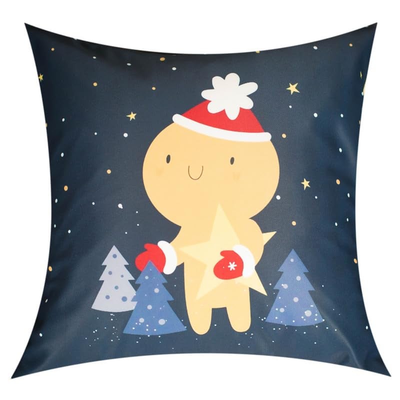 Vendola Merry Christmas Decorative Printed Satin Cushion/Throw/Pillow Covers (Multicolour) Set of 5 Pieces (Christmas Bears,16 X 16 Inches) - Image 5