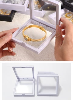 Beirui 10 PCS Plastic Jewelry Box Organizer, Wall Item Display Stand, Portable Travel Transparent Organizer, 3D Floating Frame Display Stand, Stackable Jewelry Organizer, Souvenir, White 9*9cm  - Image 4