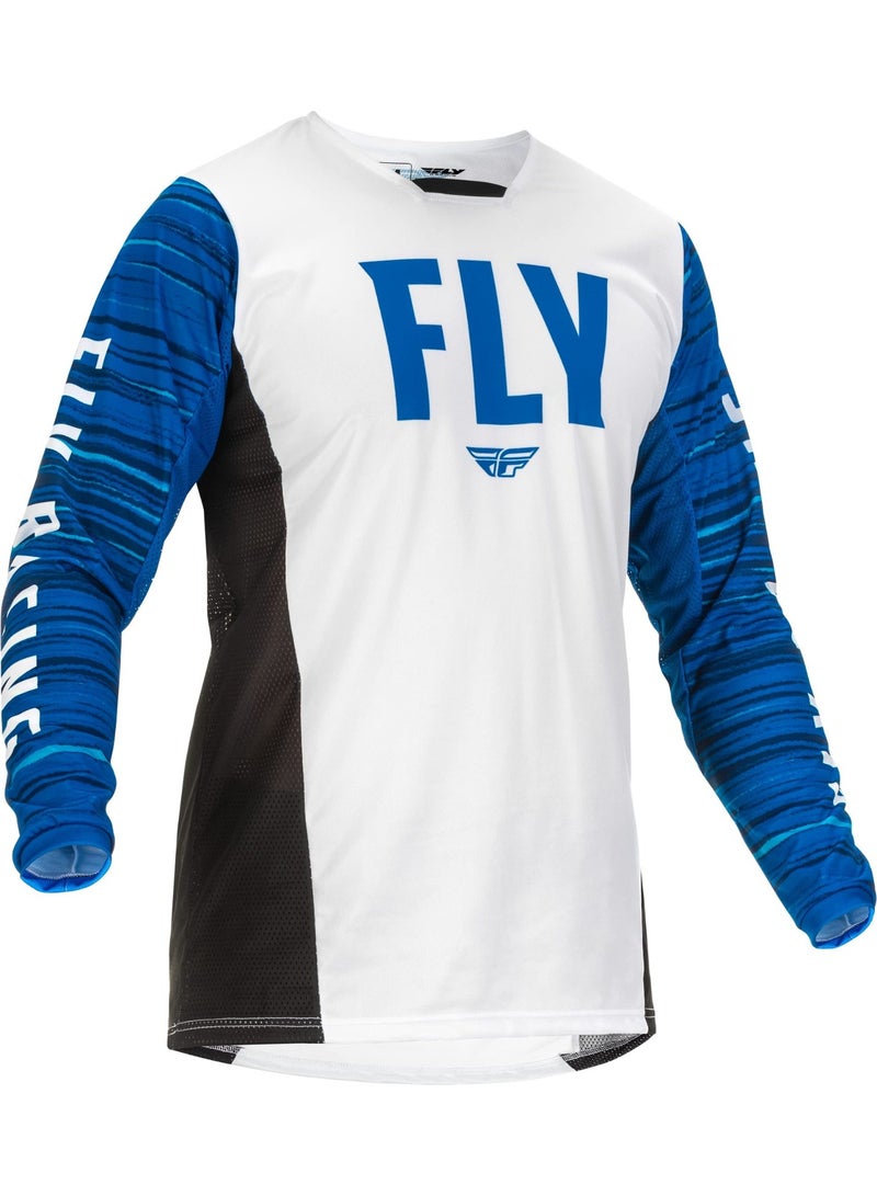 Fly White-Blue-Black Colorblock Off-Road Quick-Dry Breathable Riding Jersey size 2XL