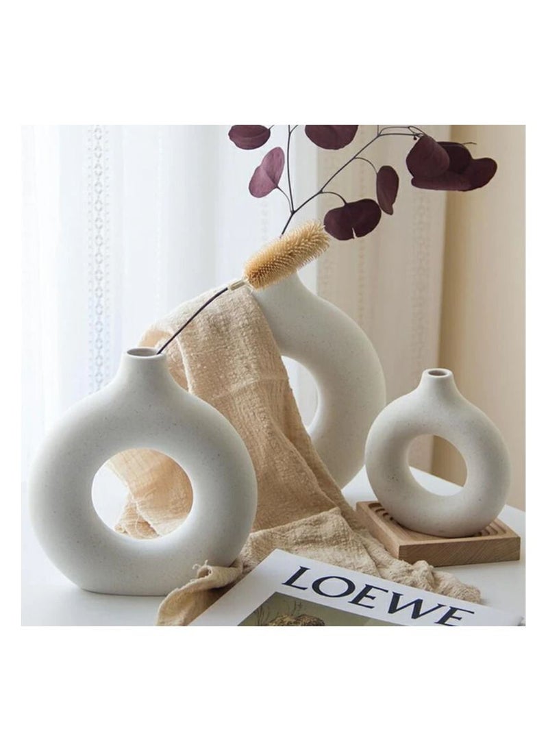 Donut Shape Vase for Home Decoration Set of 3 Vases
