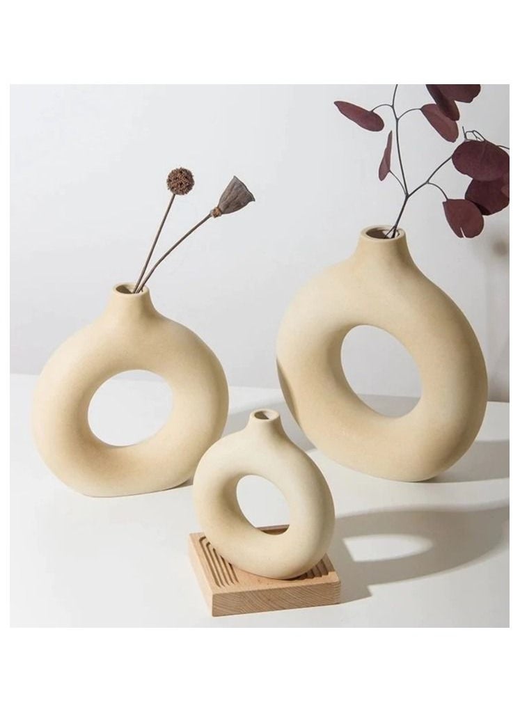 Donut Shape Vase for Home Decoration Set of 3 Vases