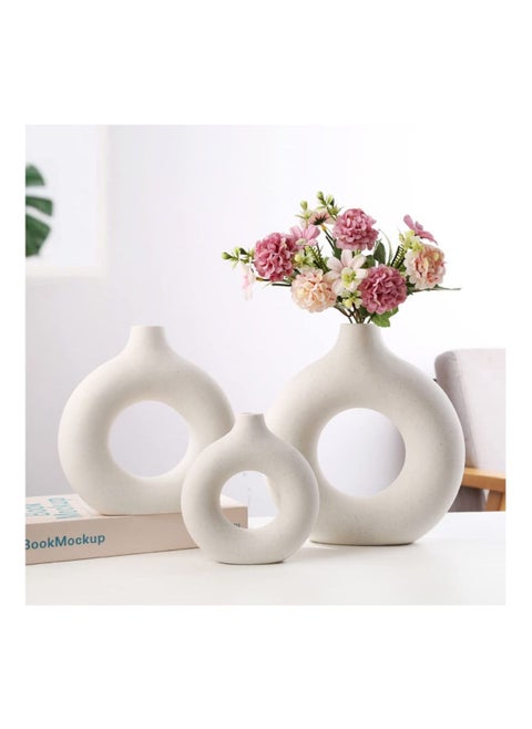 Donut Shape Vase for Home Decoration Set of 3 Vases